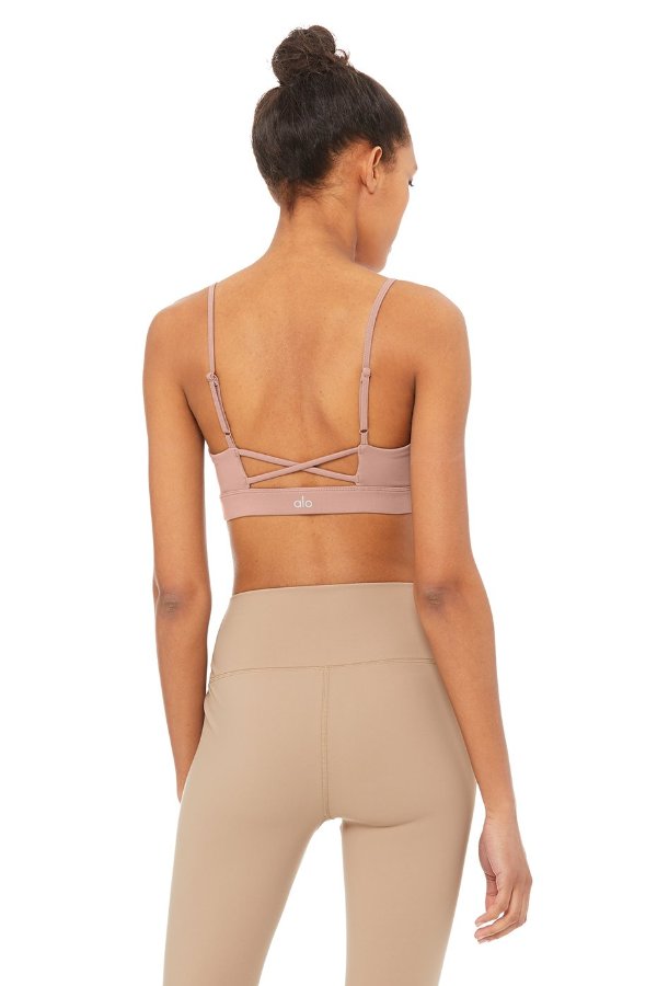 SEA YOGI // Alo Interlace Bra in smokey pink, back