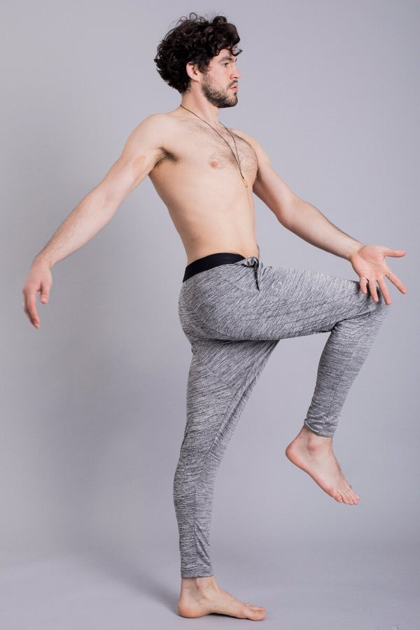 SEA YOGI // Matsyendra Fisherman Yoga Pants for men in Grey by OHMME, Online Yoga Shop, right side