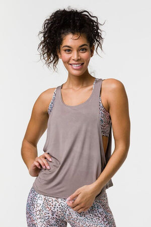SEA YOGI // Onzie Tone tank in champagne, front