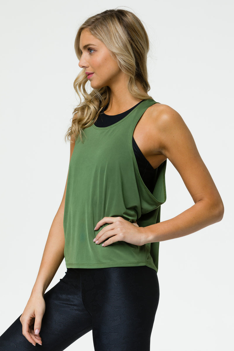 ONZIE // TONE TANK TOP - OLIVE TWIST