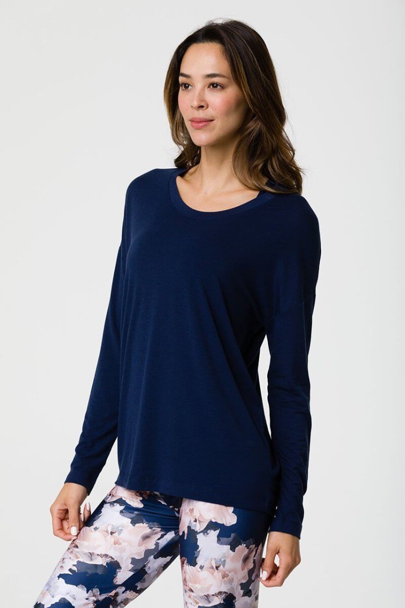 SEA YOGI // Onzie braided long sleeve top in Thunder, front