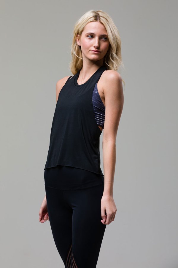 SEA YOGI // Onzie Eagle tank top in black, left