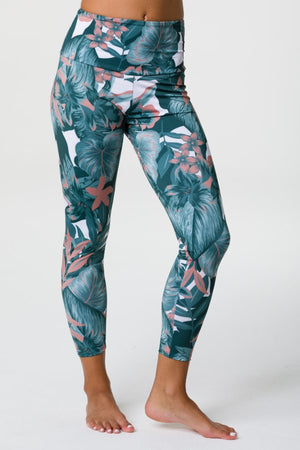 SEA YOGI // Onzie High basic Midi legging with tropical camo print