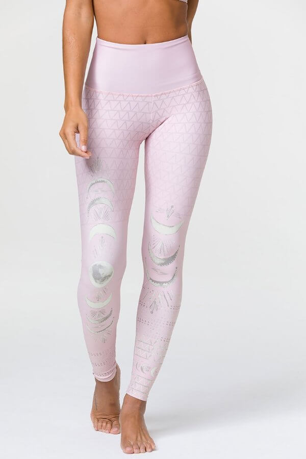 SEA YOGI // Onzie High rise graphic legging Las lunas blush, front