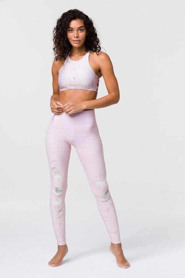 SEA YOGI // Onzie High rise graphic legging Las lunas blush, front