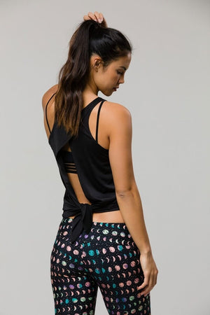 SEA YOGI // Tie back tank yoga top from Onzie in black, right