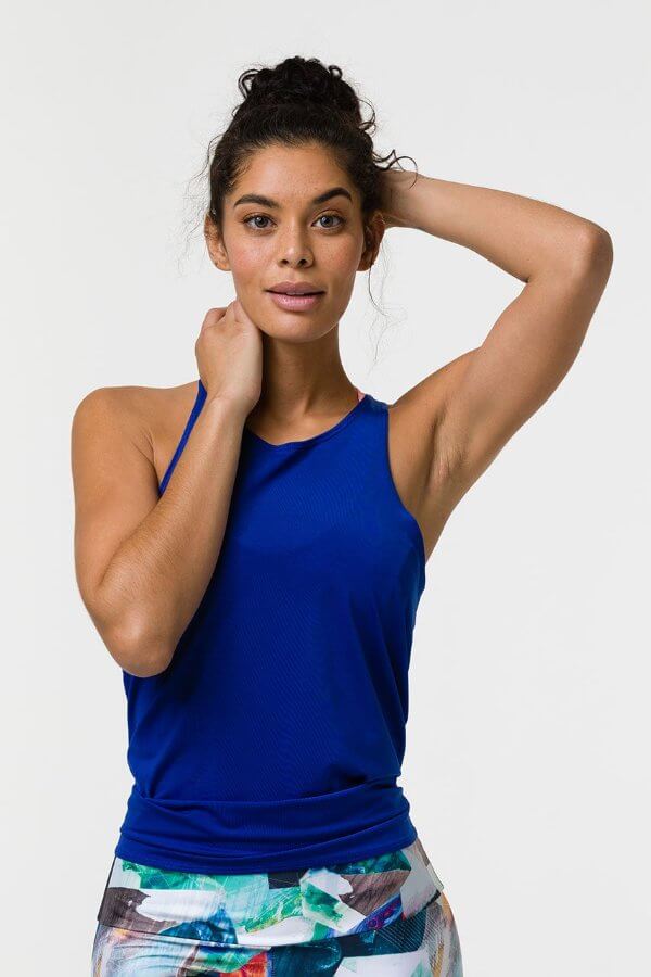 SEA YOGI // Onzie tie back tank royal, front