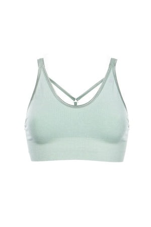 SEA YOGI // Run and Relax, Leyla Yoga bra in light moss green, bamboo, back