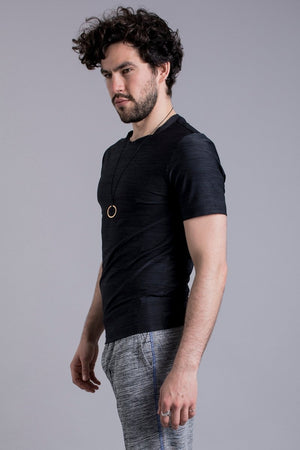SEA YOGI // Cobra Yoga Shirt for Men in Black by Ohmme, Online Yoga Shop, left side