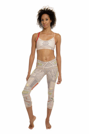 SEA YOGI // Aztec Beachcomber Crop leggings by Niyama Sol, Online Yoga Apparel, front