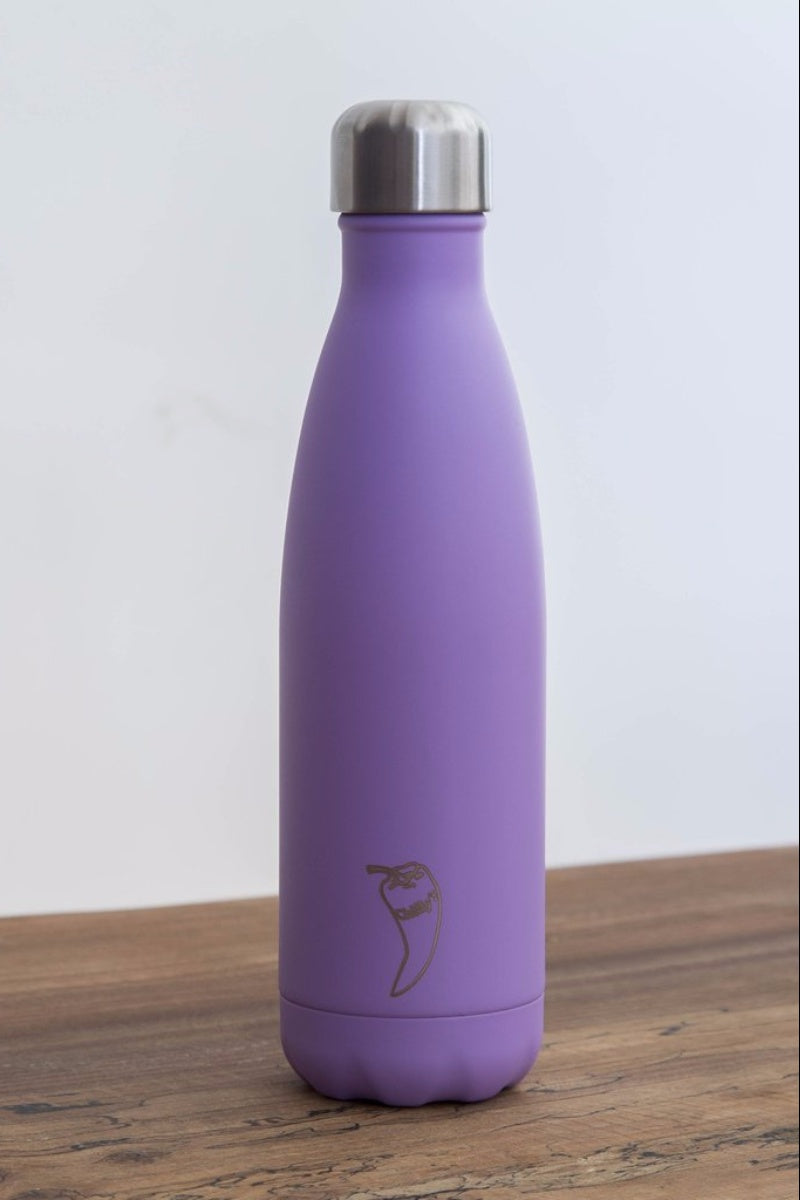 Chilly water bottle in paste purple colour and 500ml size, front image - SEA YOGI