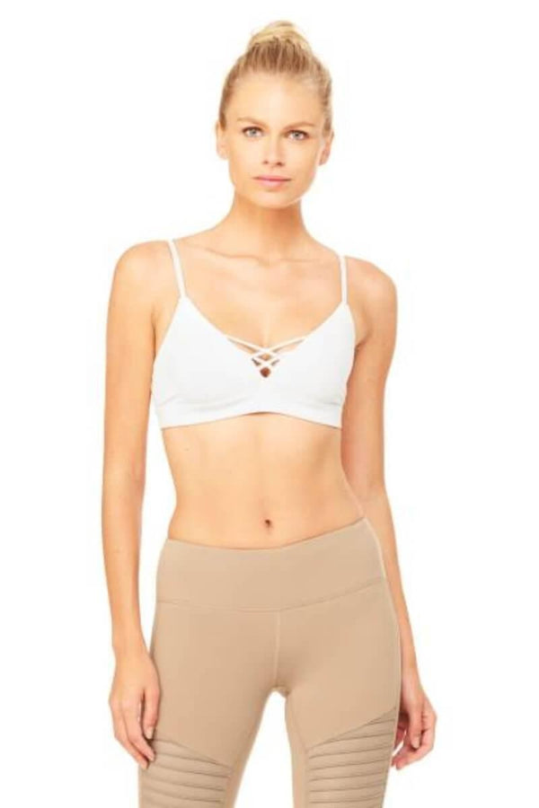 ALO YOGA // INTERLACE BRA - WHITE