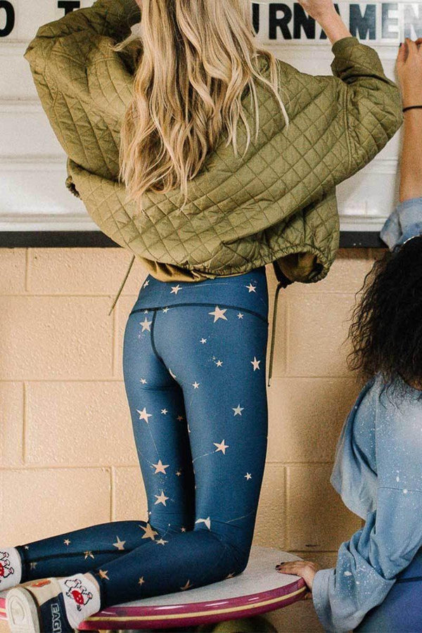 Sea Yogi - Teeki Great Star Nation Leggings for yoga and pilates - Blue - lifestyle