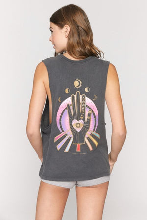 SPIRITUAL GANGSTER  // MOON ROCKER TANK - VINTAGE BLACK