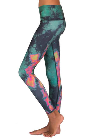 SEA YOGI // Teeki Eagle feather hot pants in green, left